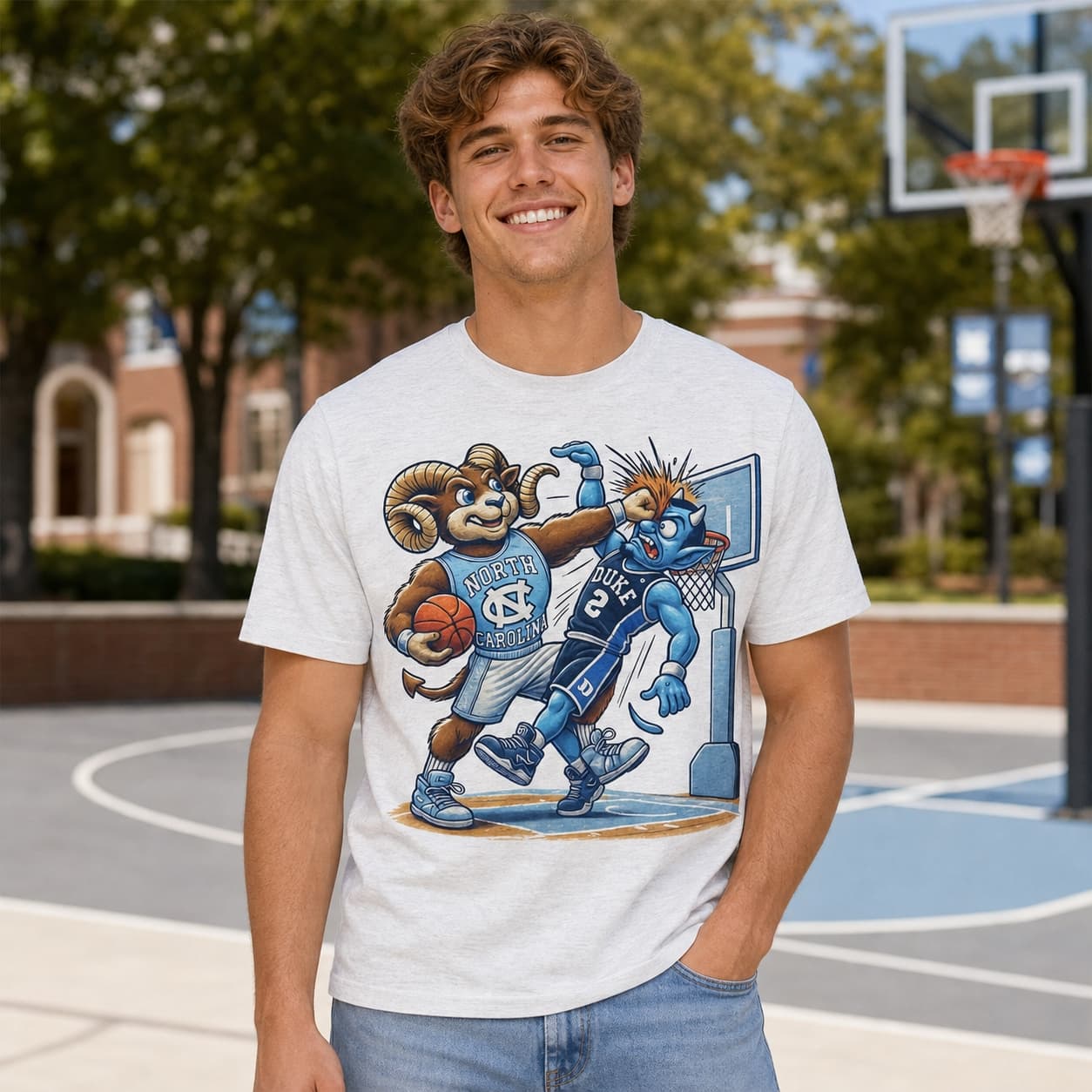 North Carolina Tar Heels vs. Duke Blue Devils Exclusive Retro Rivalries Basketball KO Shirt
