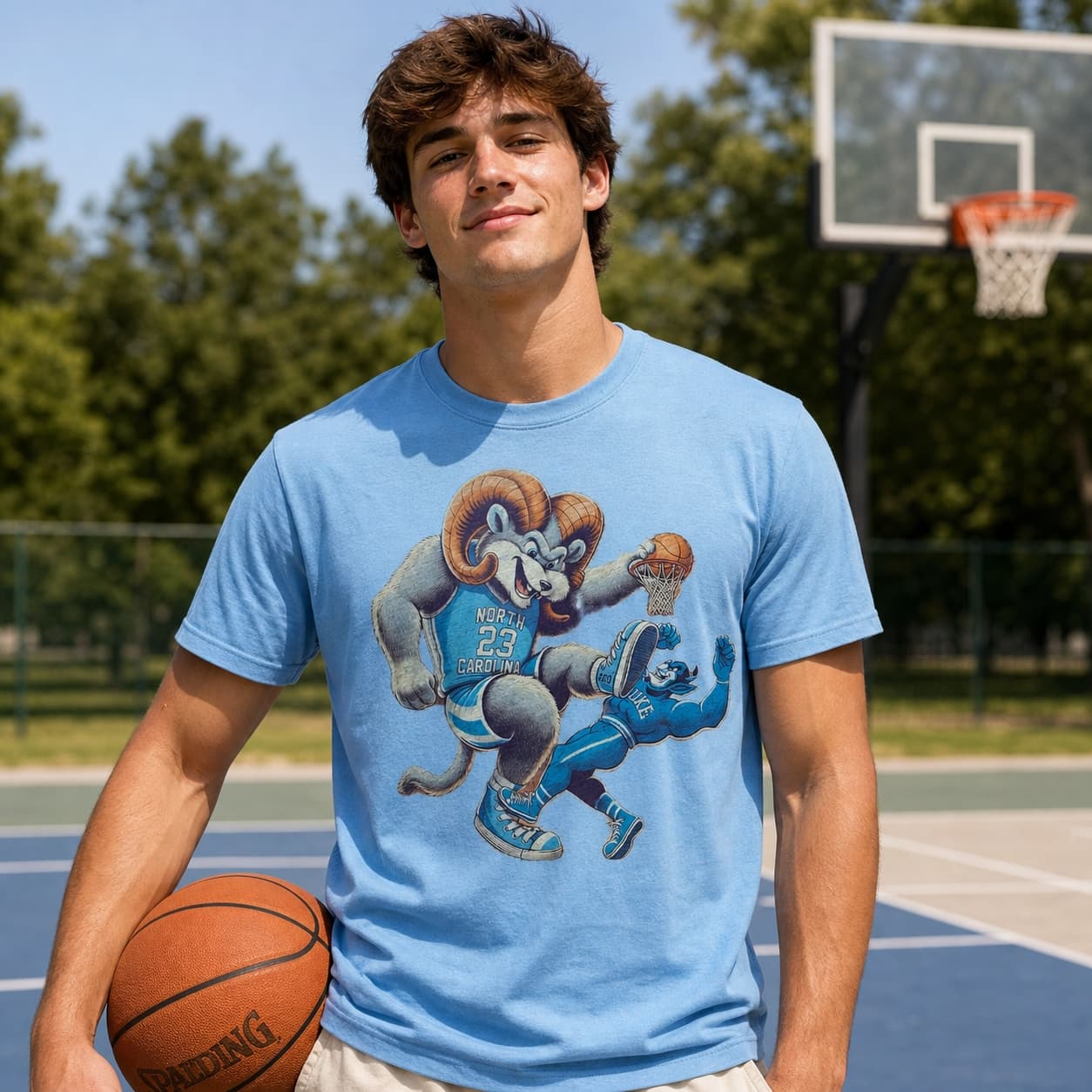 North Carolina Tar Heels vs. Duke Blue Devils Retro Rivalry Basketball Mascot 1988 Shirt