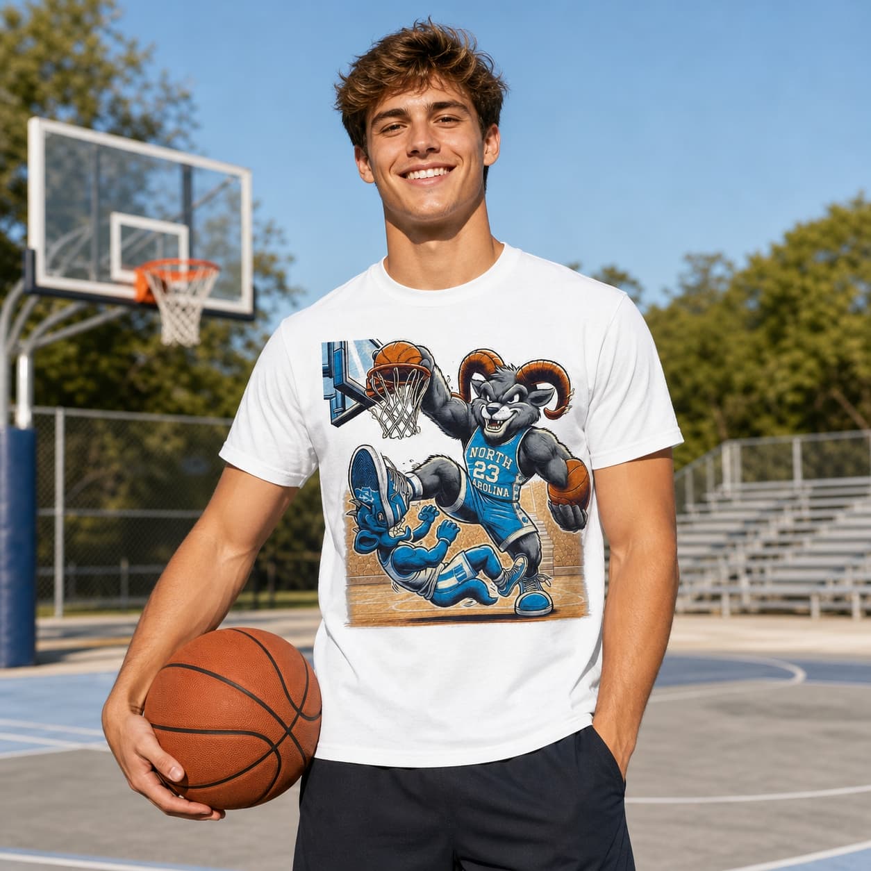 North Carolina Tar Heels vs. Duke Blue Devils Retro Rivalry Basketball Mascot 1994 Shirt