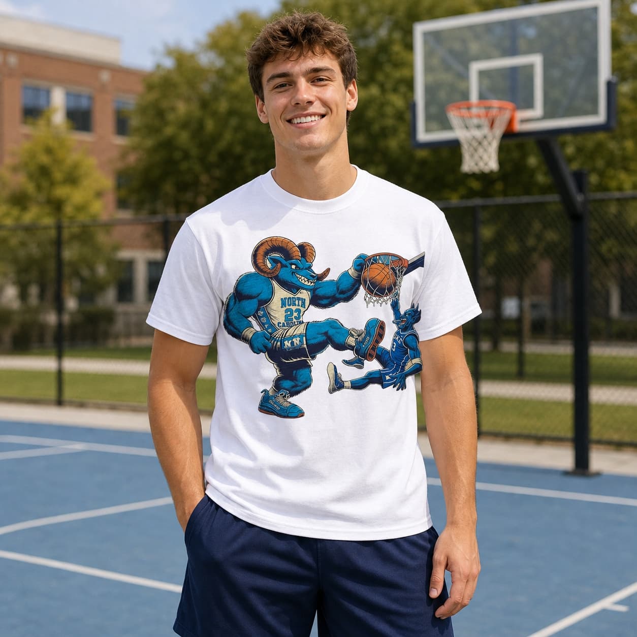 North Carolina Tar Heels vs. Duke Blue Devils Retro Rivalry Basketball Mascot 1997 Shirt