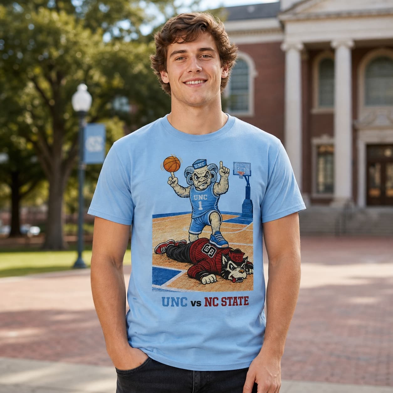 North Carolina Tar Heels vs NC State Wolfpack Rivals Basketball T-Shirt