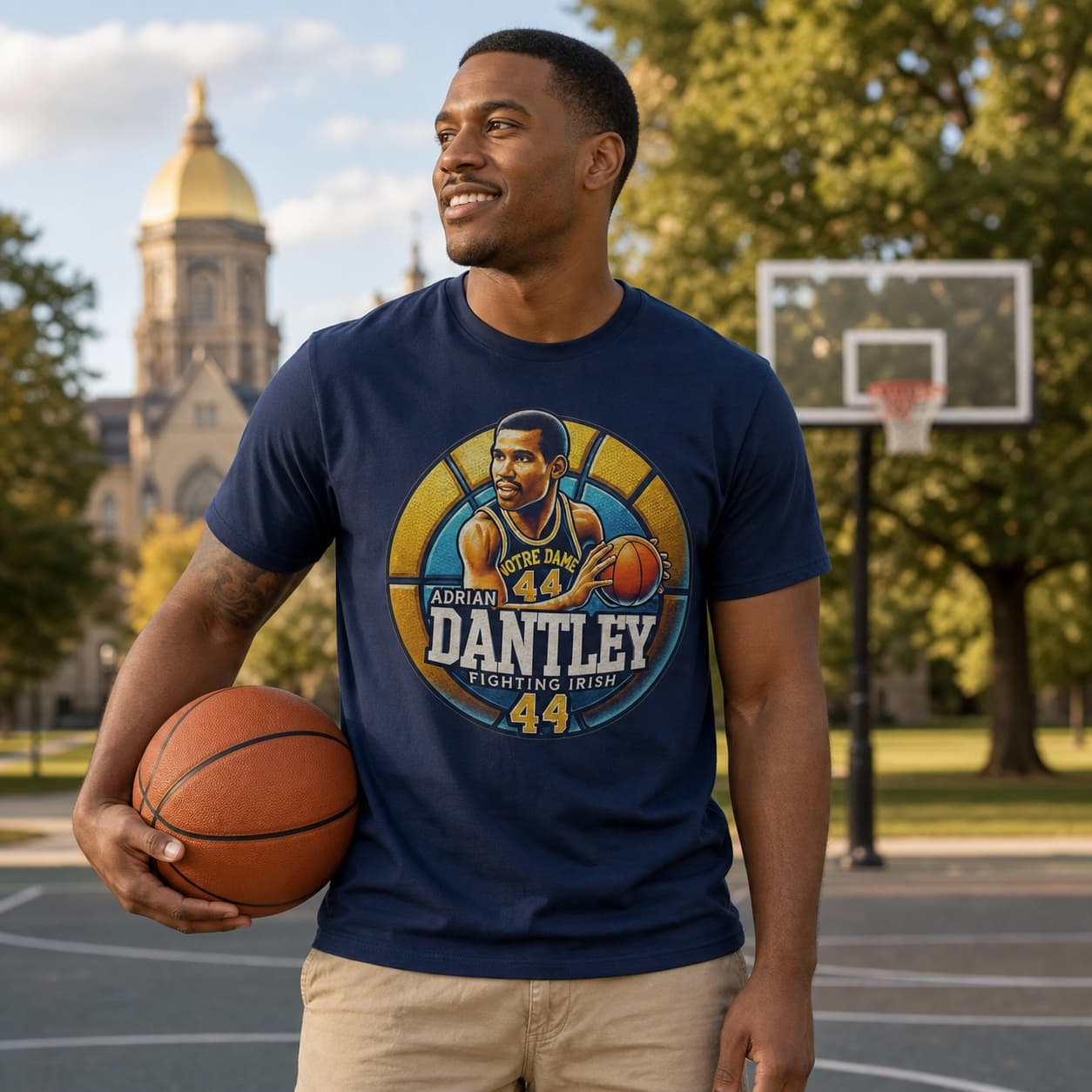 Notre Dame Fighting Irish Adrian Dantley Exclusive Retro March Madness Basketball Shirt