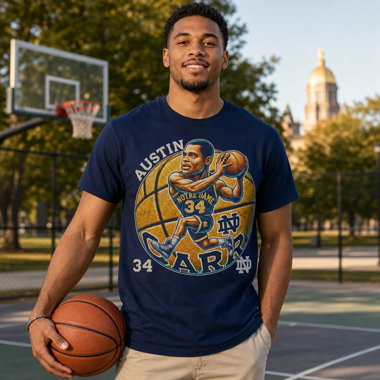 Notre Dame Fighting Irish Austin Carr Exclusive Retro March Madness Basketball Shirt