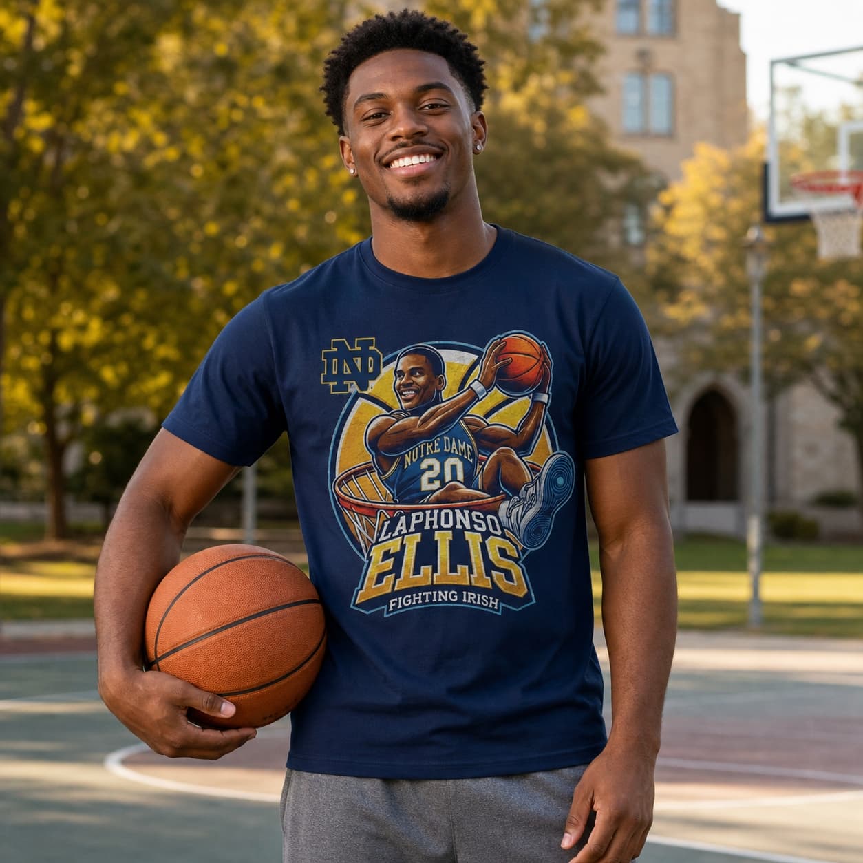Notre Dame Fighting Irish LaPhonso Ellis Exclusive Retro March Madness Basketball Shirt