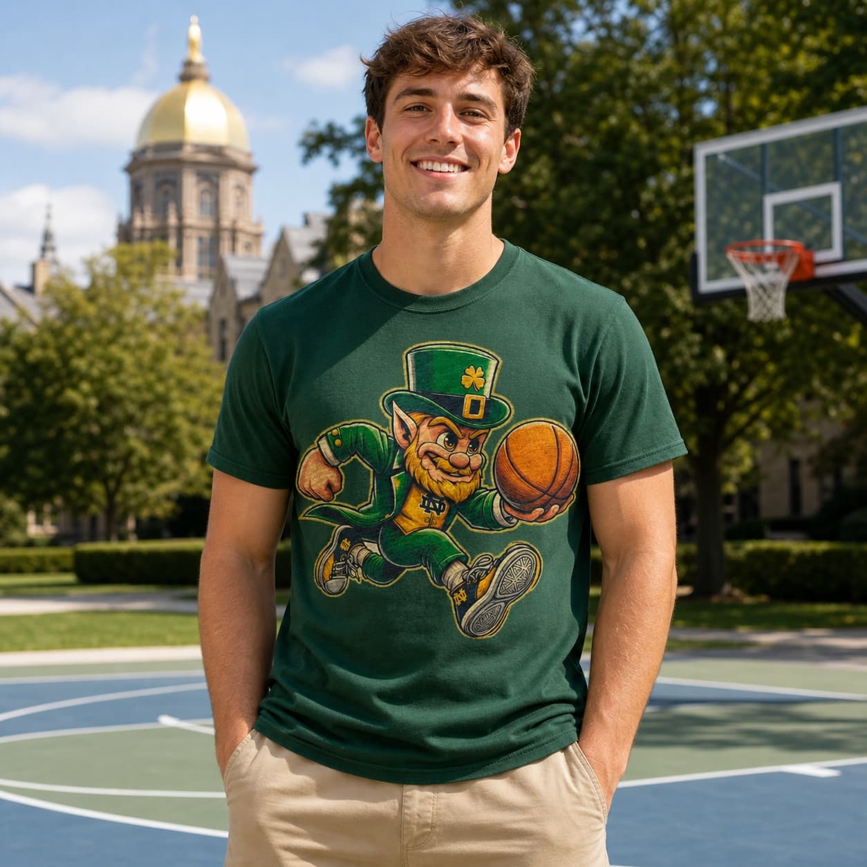 Notre Dame Fighting Irish Retro Basketball Mascot Shirt