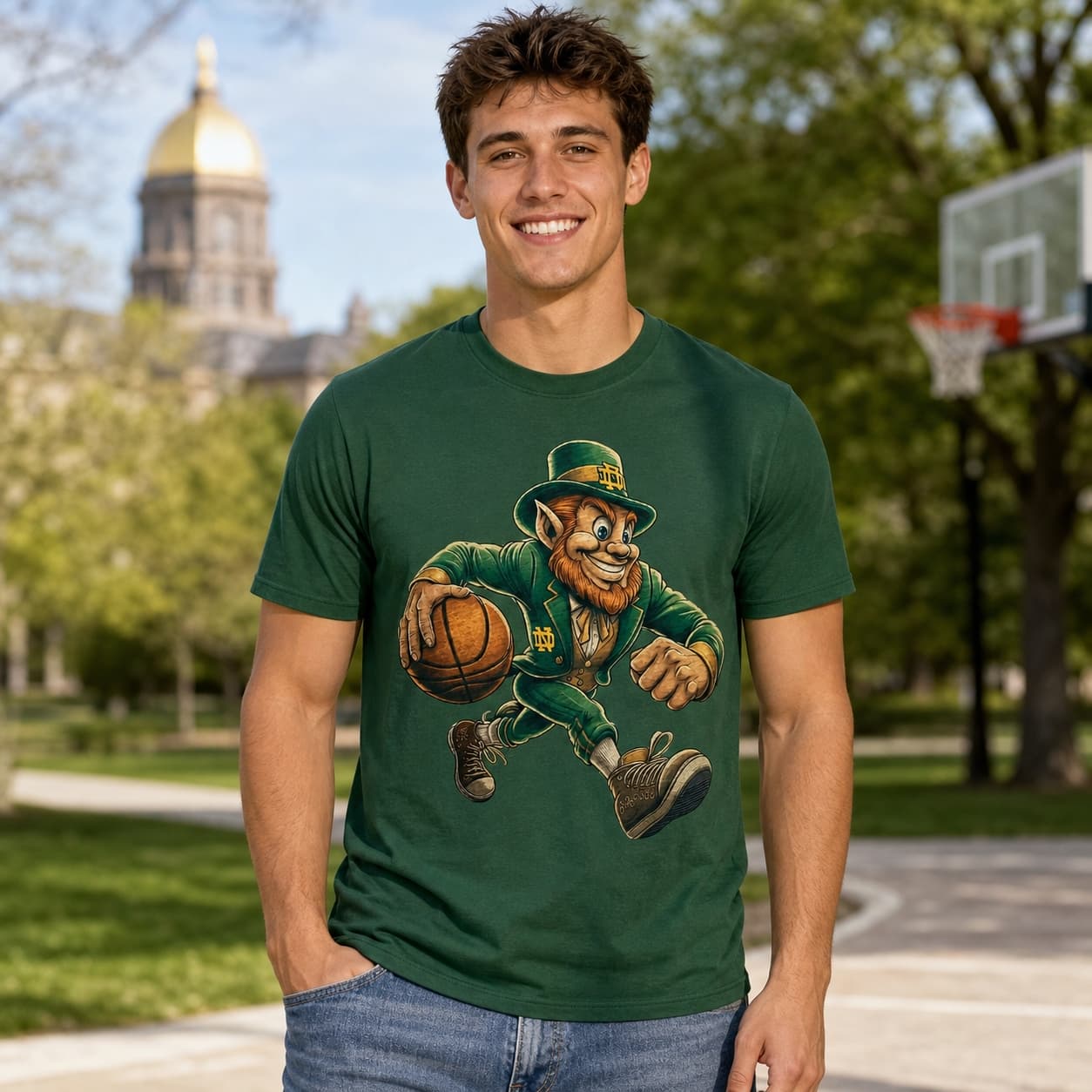 Notre Dame Fighting Irish Vintage Basketball Mascot Shirt