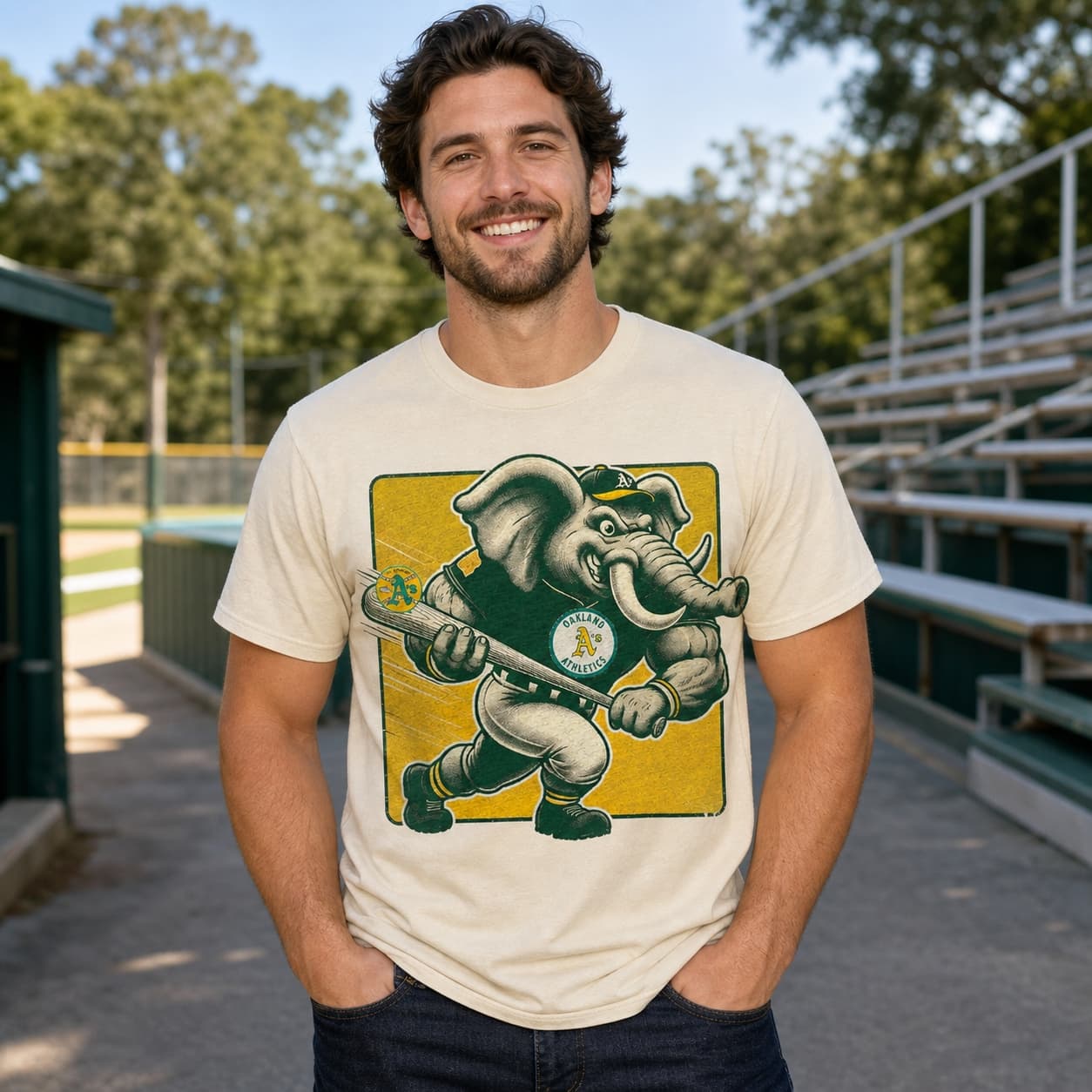 Oakland A’s Retro Baseball Mascot Mania 1993 Artwork Shirt