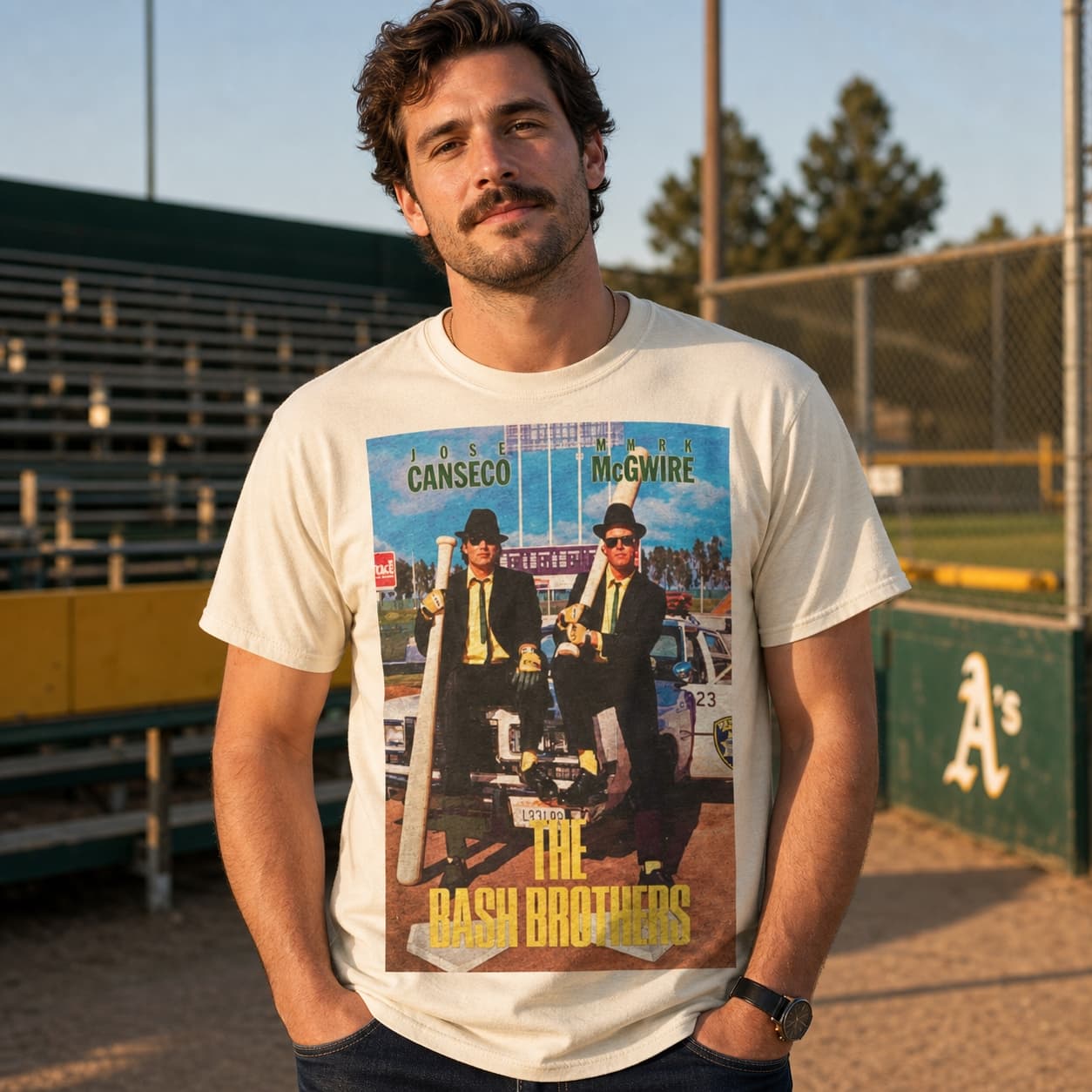 Oakland A’s Retro Bash Brothers McGwire Canseco Baseball 1990 Artwork Shirt