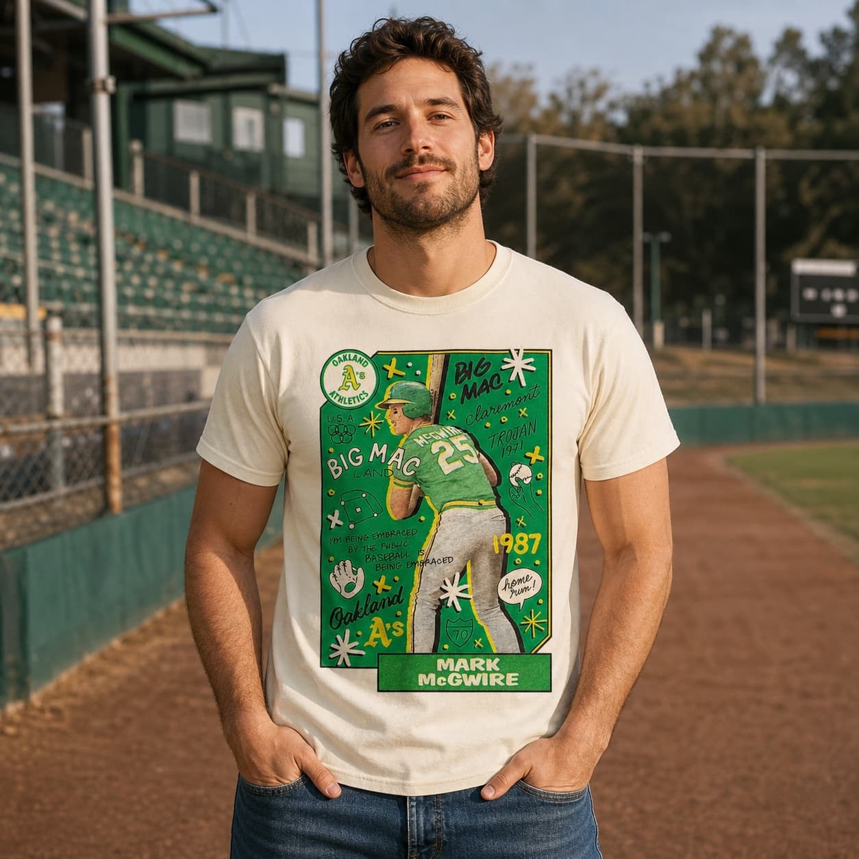 Oakland A’s Retro Mark McGwire Baseball Rookie 1987 Artwork Shirt