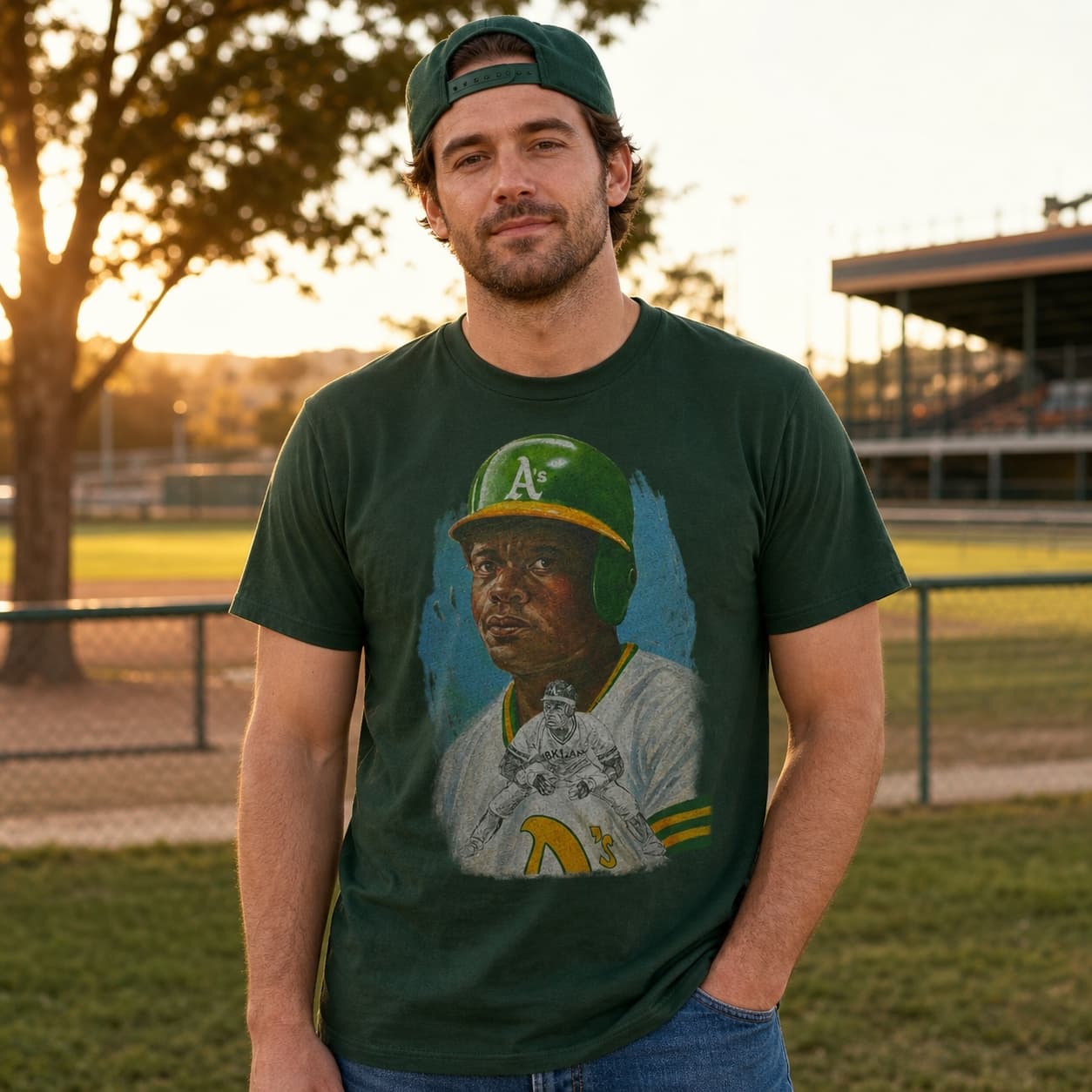 Oakland A’s Retro Rickey Henderson Baseball 1980 Artwork Shirt