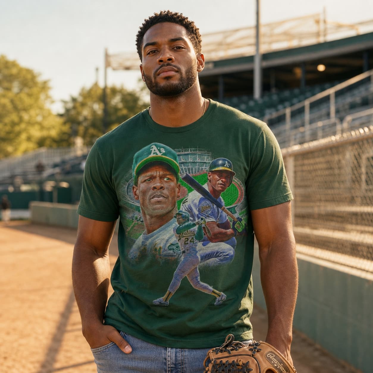 Oakland A’s Retro Rickey Henderson Baseball 1982 Artwork Shirt
