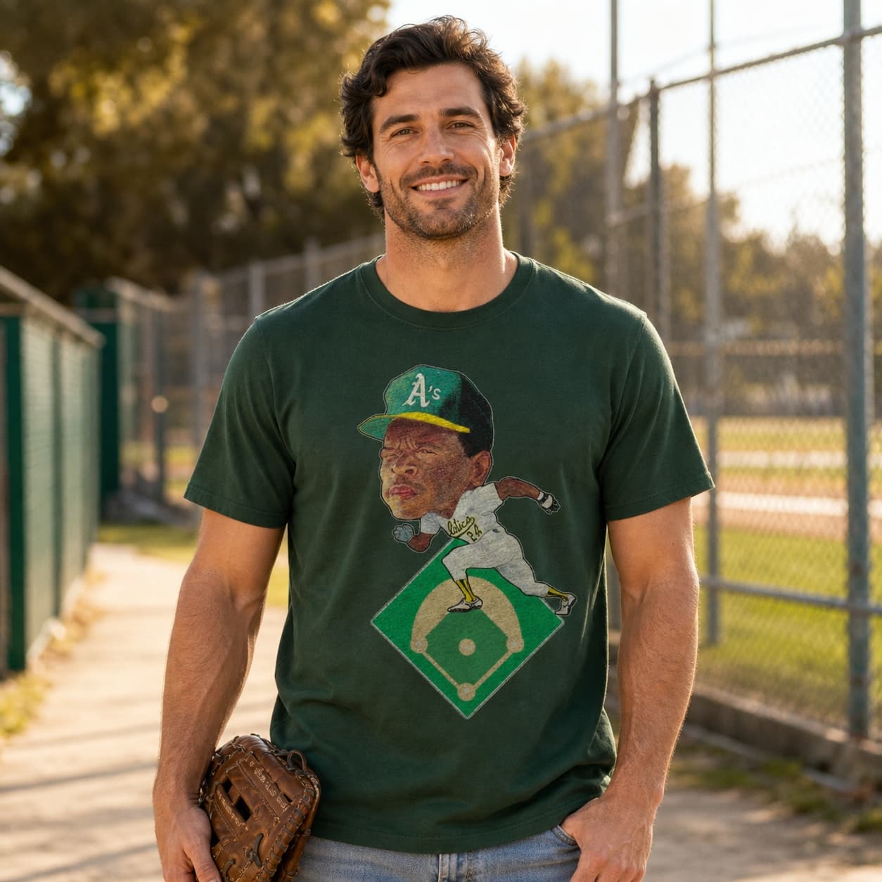 Oakland A’s Retro Rickey Henderson Baseball 1983 Artwork Shirt