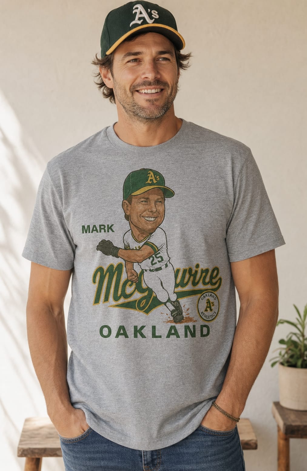 Oakland Athletics Mark McGwire Retro Baseball 1991 Artwork T-Shirt