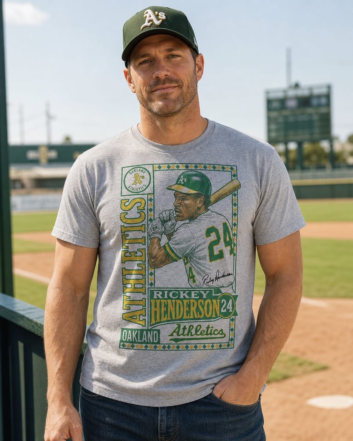 Oakland Athletics Rickey Henderson Exclusive Retro Baseball 1983 Artwork Shirt