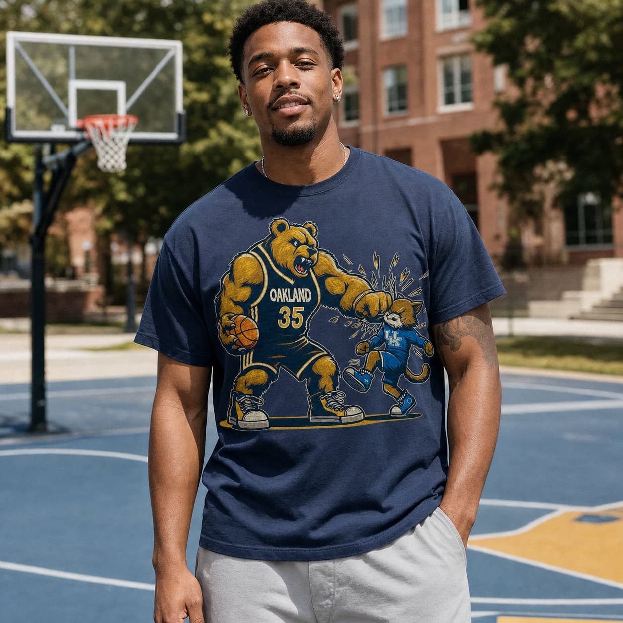 Oakland Golden Grizzlies vs. Kentucky Wildcats Retro Rivalry Madness Basketball Shirt