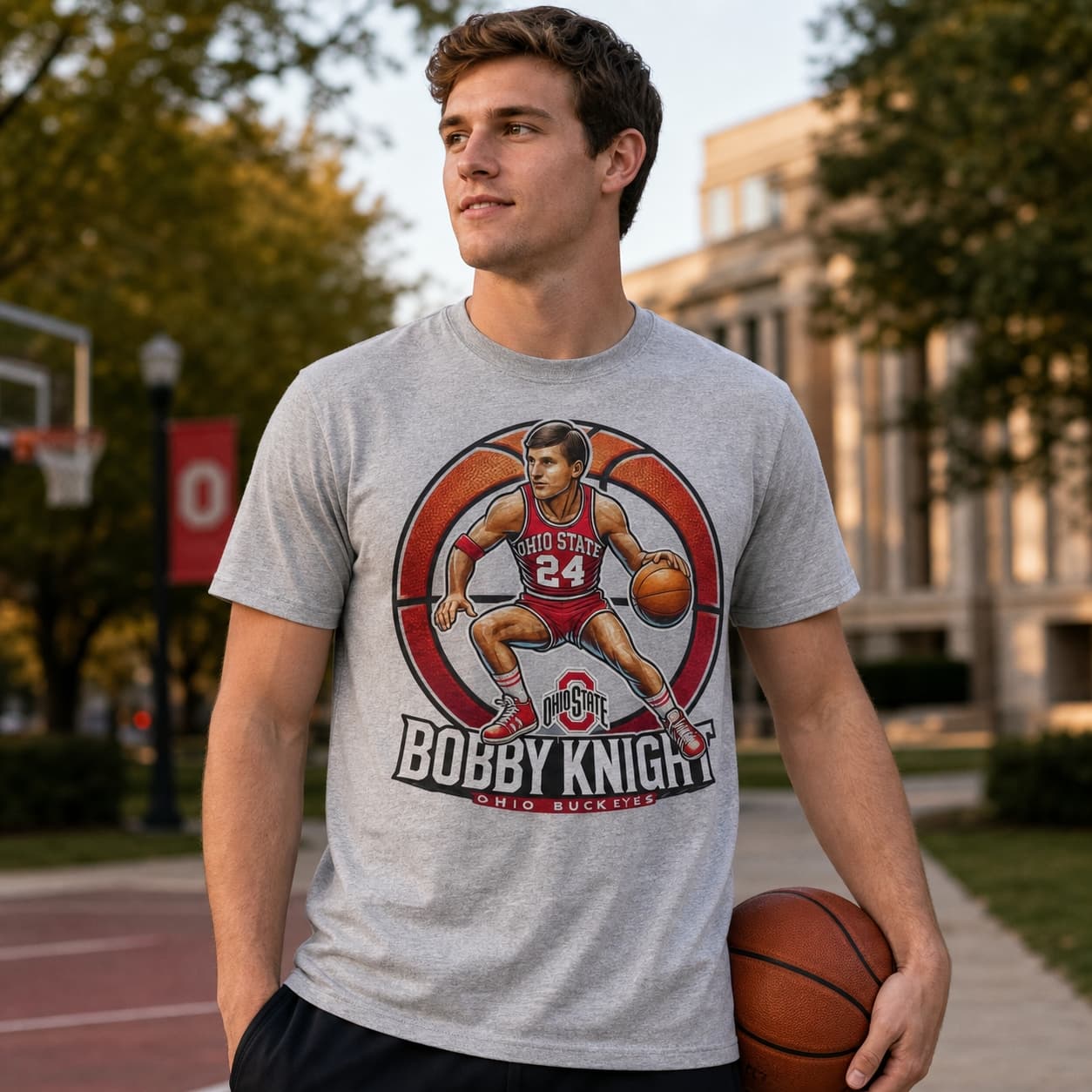 Ohio State Buckeyes Bobby Knight Exclusive Retro March Madness Basketball Shirt