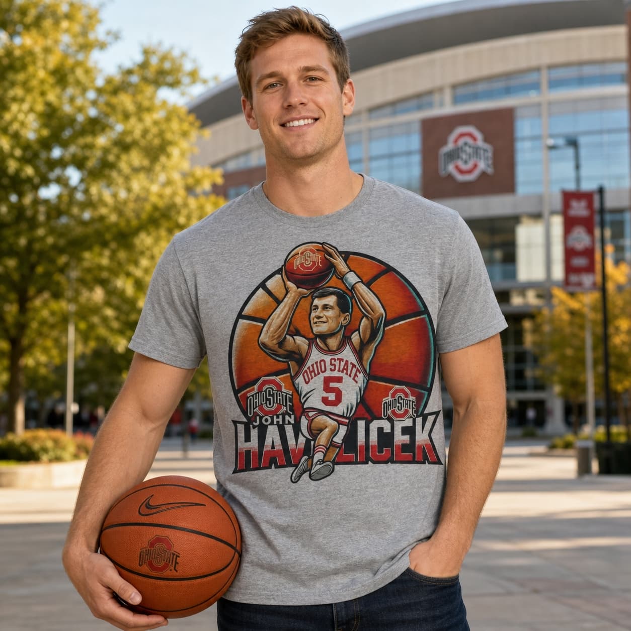 Ohio State Buckeyes John Havlicek Exclusive Retro March Madness Basketball Shirt