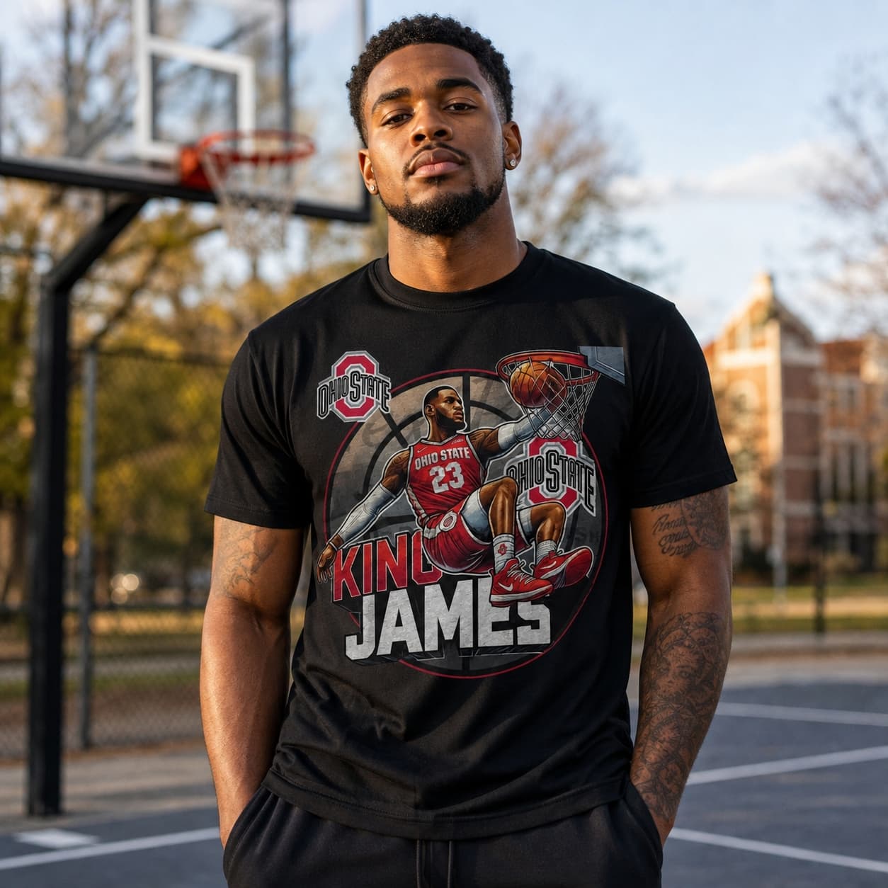 Ohio State Buckeyes LeBron James King Exclusive Retro March Madness Basketball Shirt