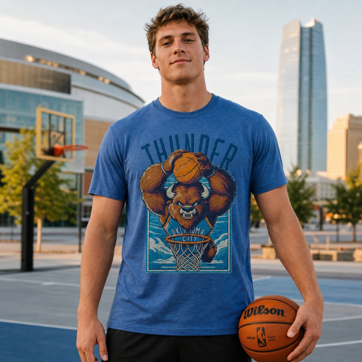 Oklahoma City Thunder Retro Basketball Mascot Shirt