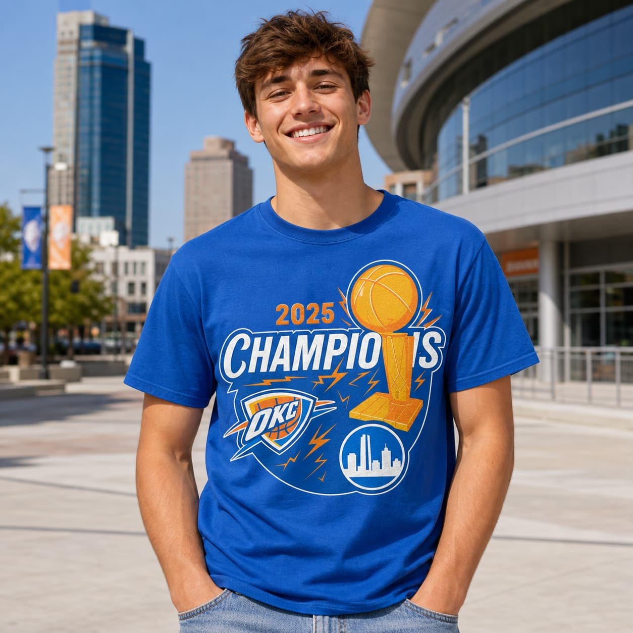 Oklahoma City Thunder The Finals Champions Exclusive Retro Basketball Skyline Shirt