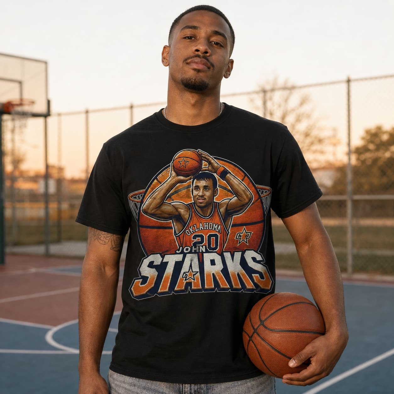 Oklahoma State Cowboys John Starks Exclusive Retro March Madness Basketball Shirt