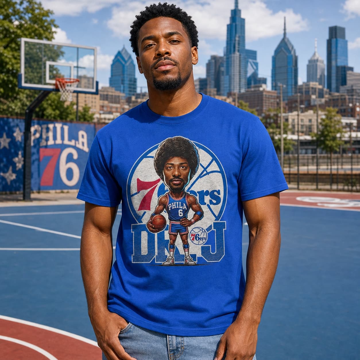 Philadelphia 76ers Dr. J Julius Erving Exclusive Retro Basketball 1978 Shirt