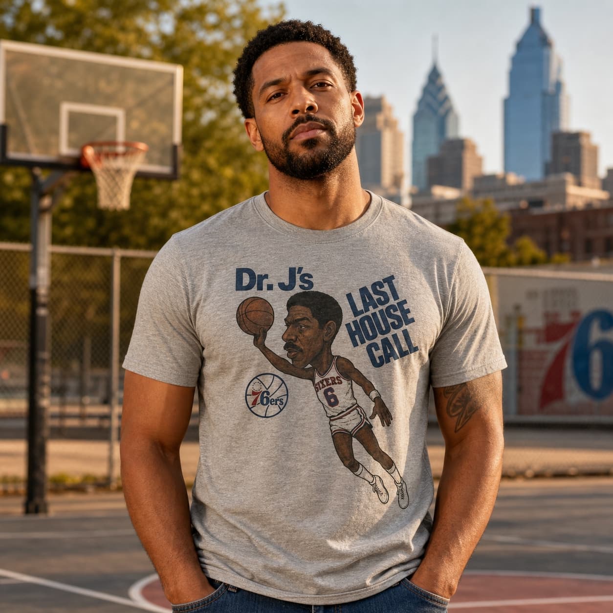 Philadelphia 76ers Julius Erving Dr. J Last House Call Retro Basketball 1987 Shirt