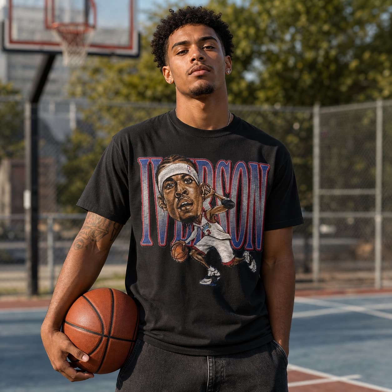 Philadelphia 76ers Retro Allen The Answer Iverson Basketball 1996 Shirt