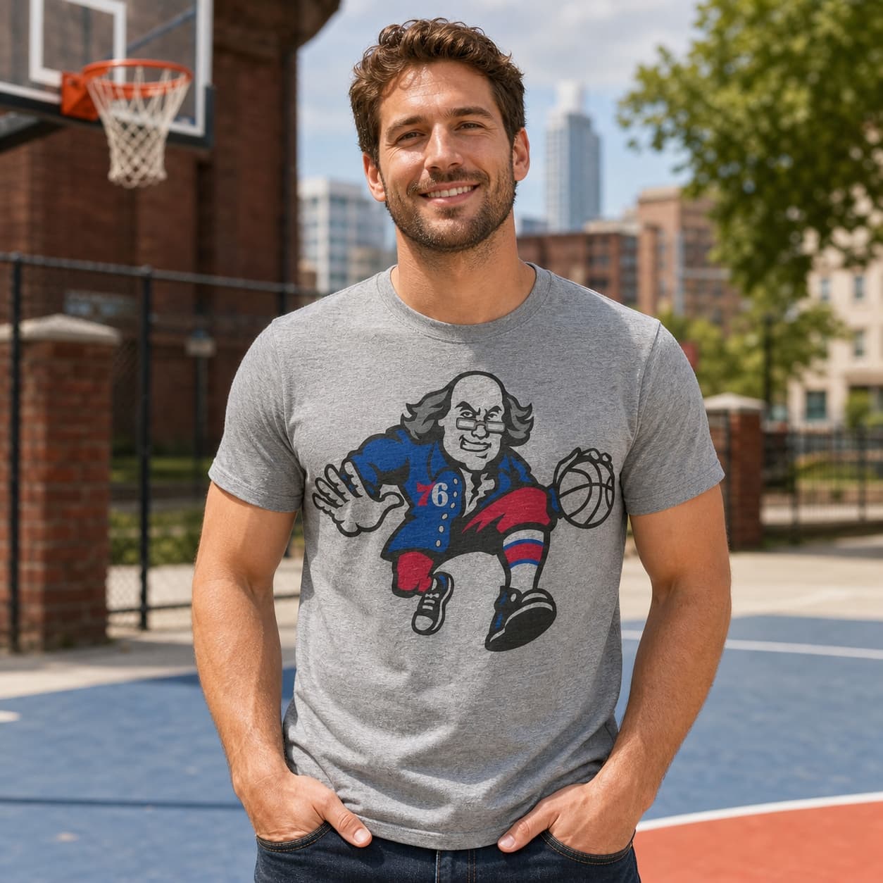Philadelphia 76ers Retro Basketball Mascot 1981 Shirt