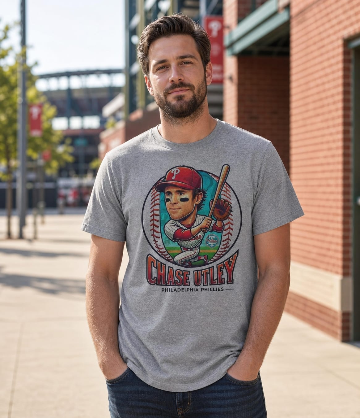 Philadelphia Phillies Chase Utley Exclusive Retro Baseball Artwork Shirt