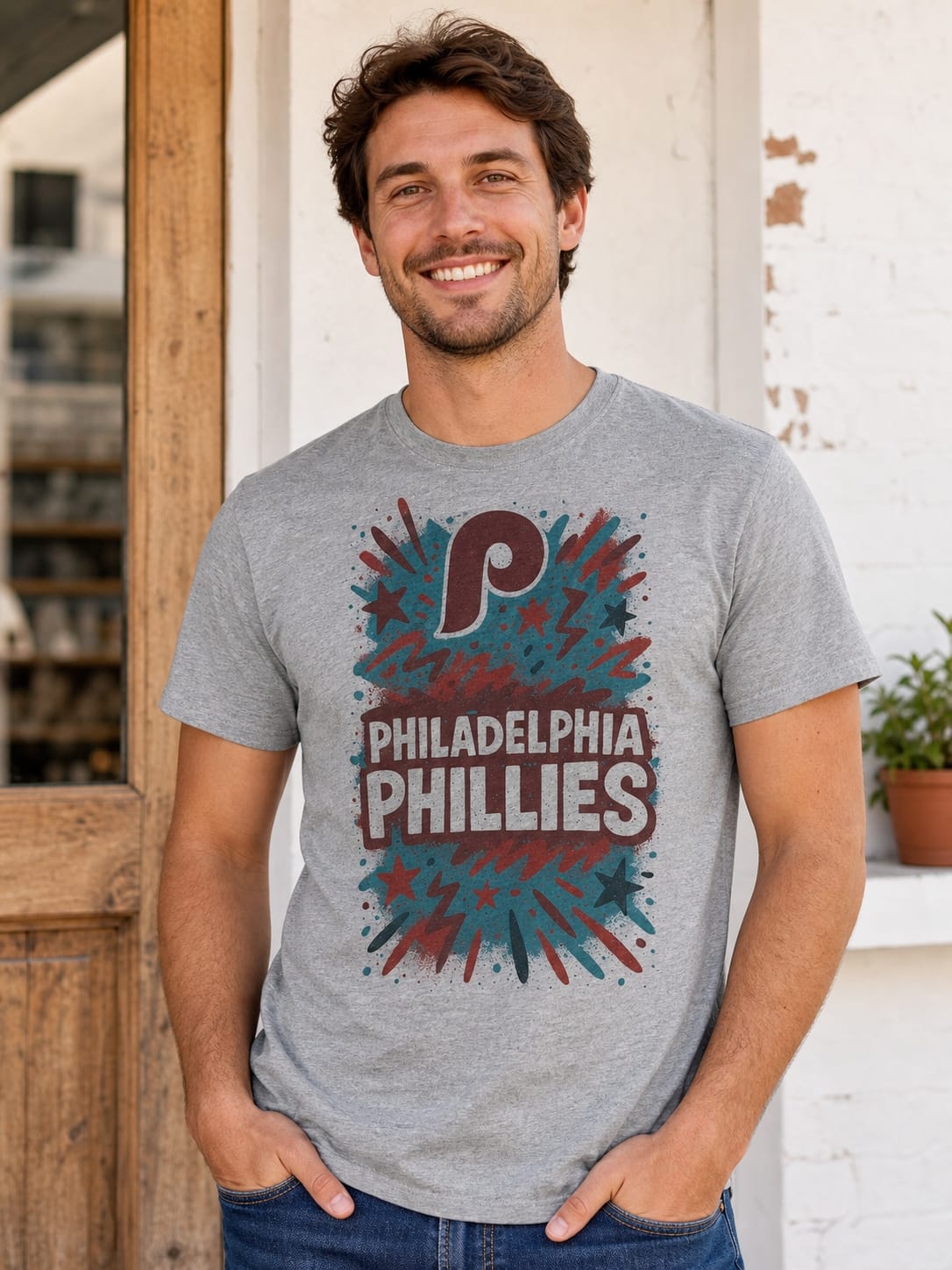 Philadelphia Phillies Graffiti Exclusive Retro Baseball Artwork T-Shirt