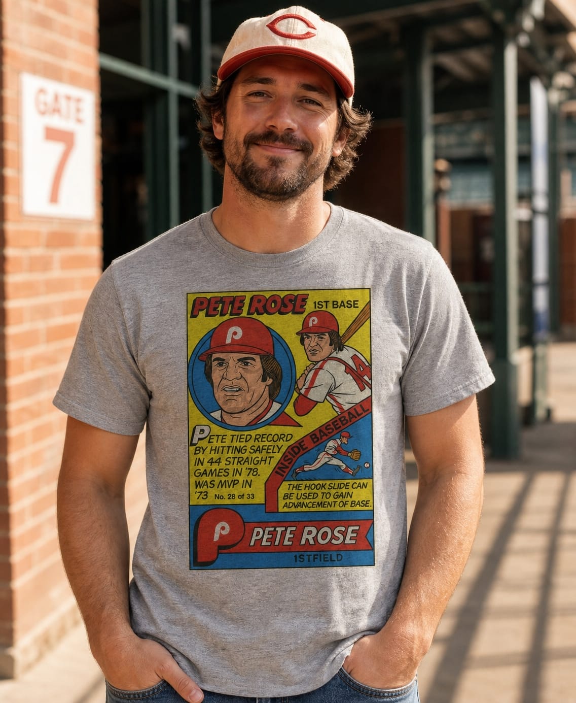 Philadelphia Phillies Pete Rose Comic Retro Baseball 1979 Artwork Shirt