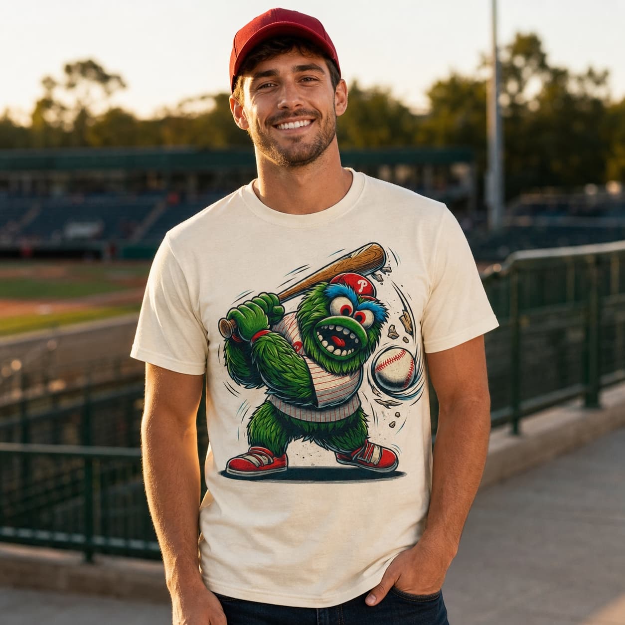 Philadelphia Phillies Retro Baseball Mascot Mania 1993 Artwork Shirt
