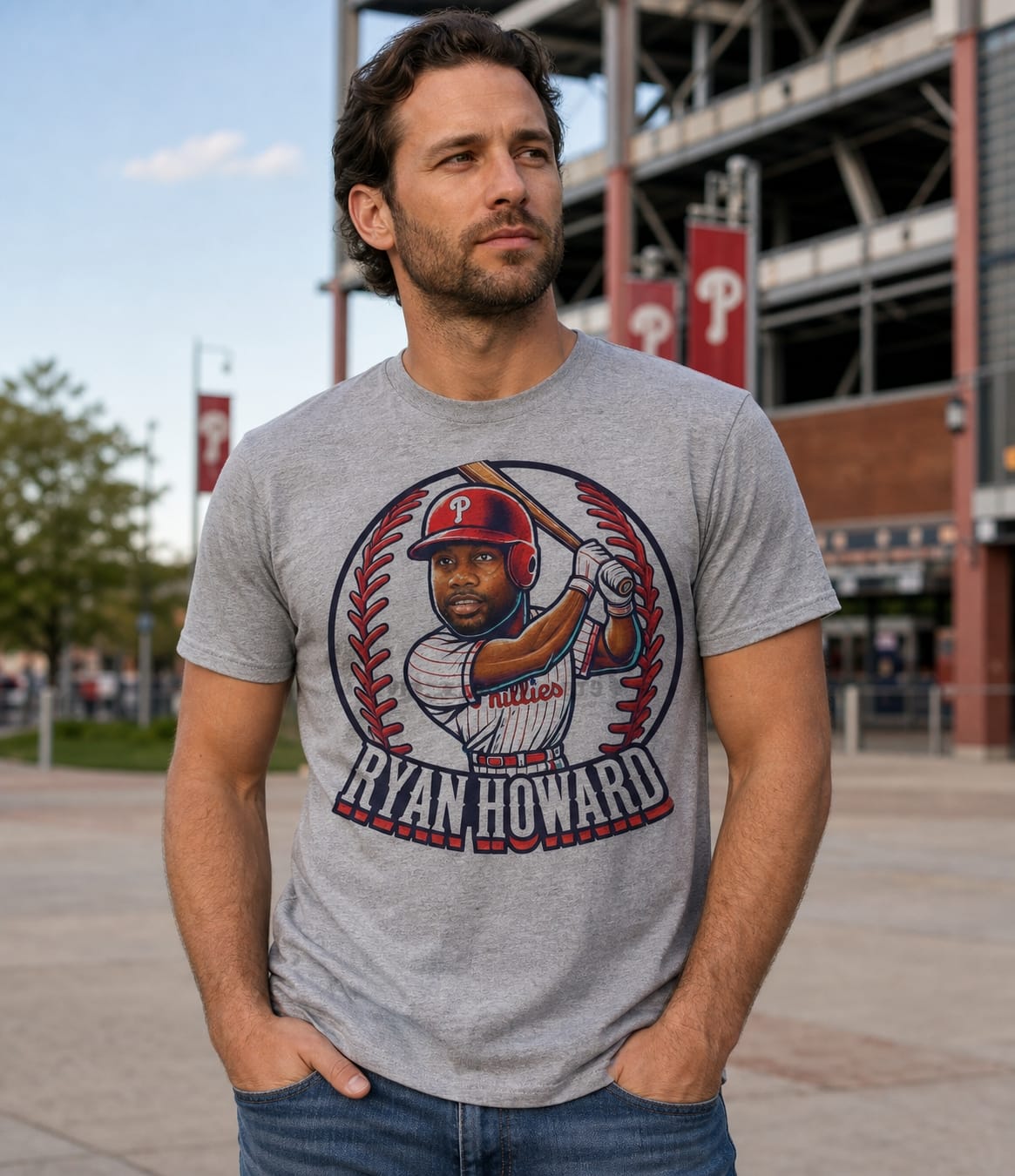 Philadelphia Phillies Ryan Howard Exclusive Retro Baseball Artwork Shirt