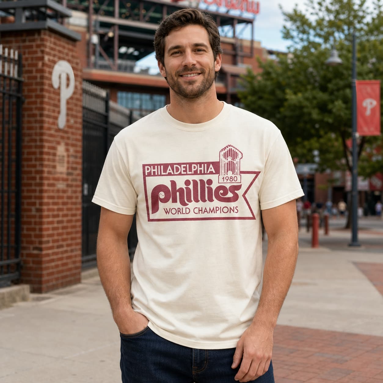Philadelphia Phillies World Champions Retro Baseball 1980 Artwork Shirt