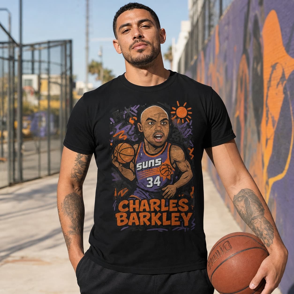 Phoenix Suns Charles Barkley Exclusive Caricature Basketball Shirt