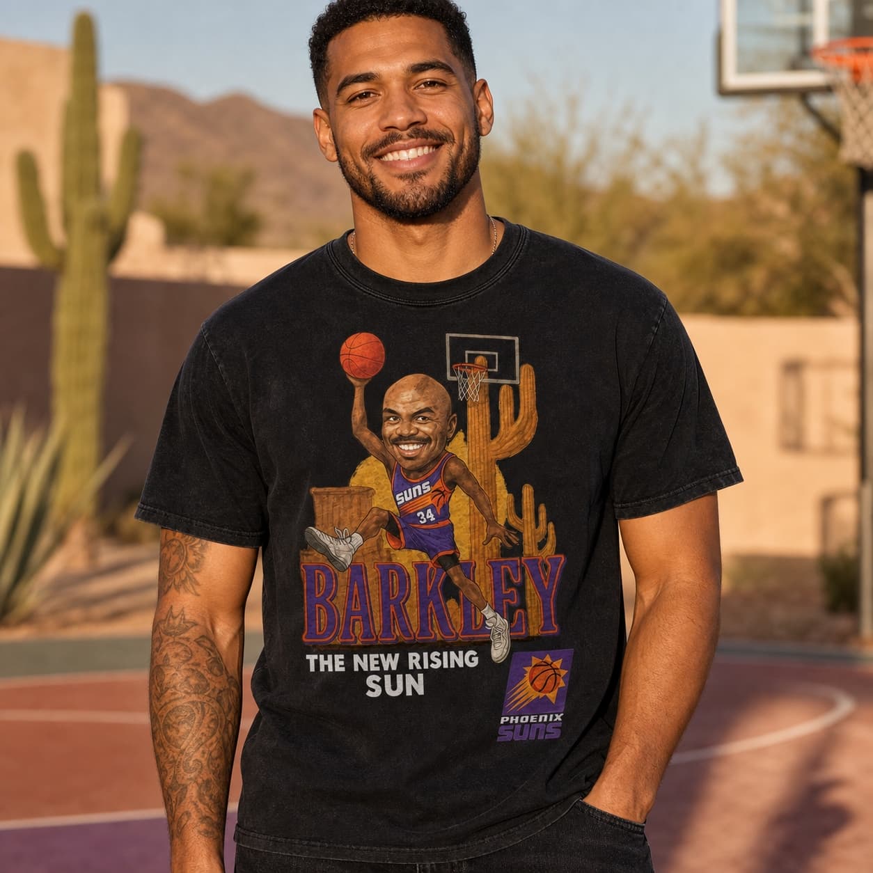Phoenix Suns Charles Barkley Retro Rising Sun Basketball 1993 Shirt
