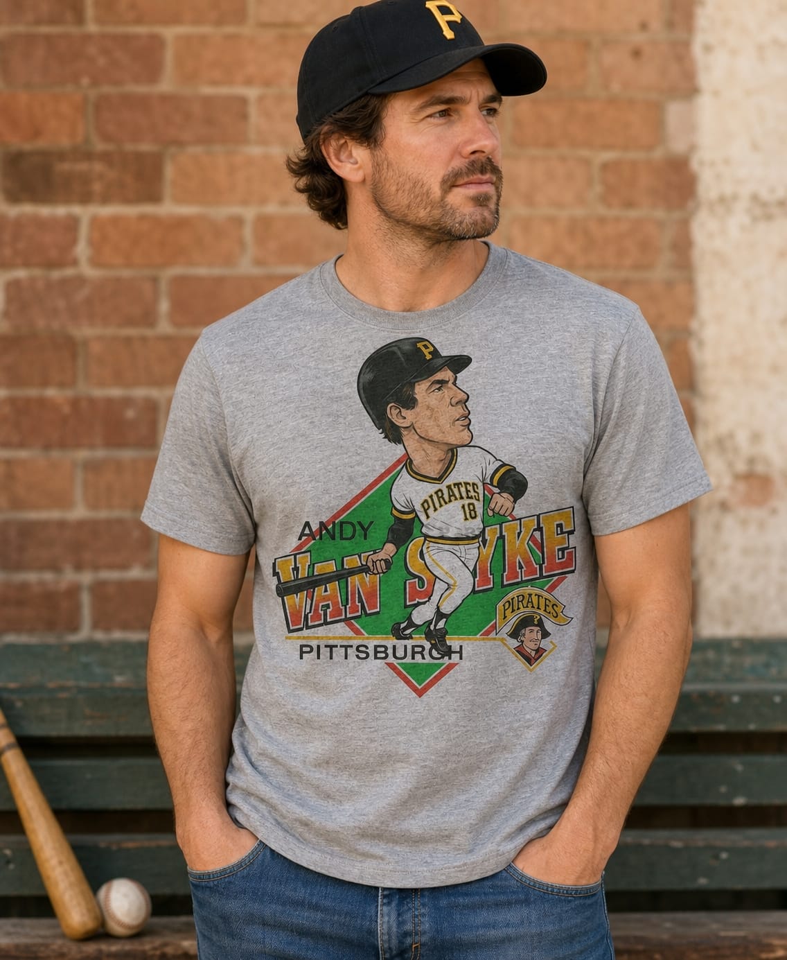 Pittsburgh Pirates Andy Van Slyke Retro Baseball 1988 Artwork T-Shirt