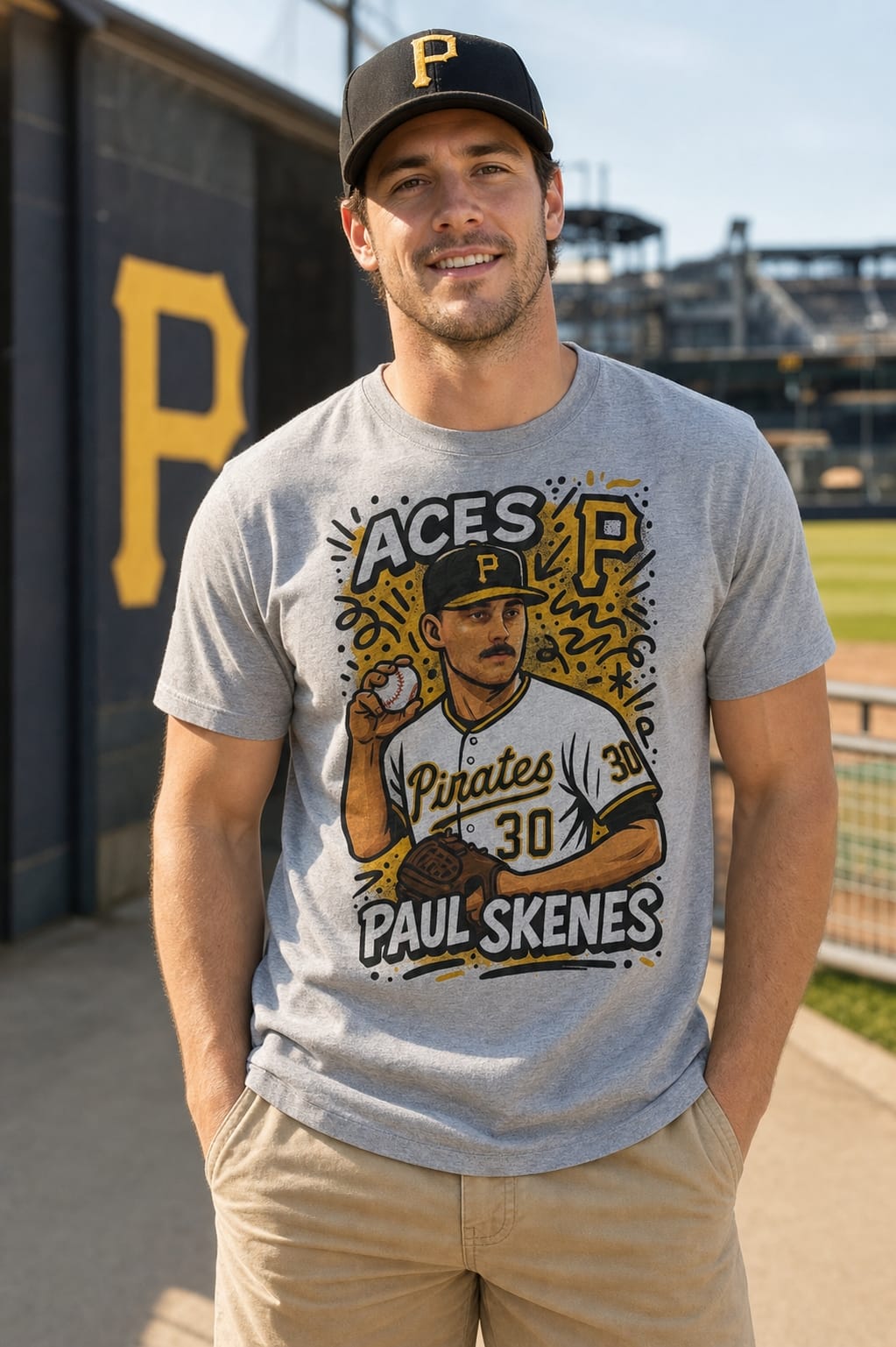 Pittsburgh Pirates Paul Skenes Exclusive Caricature Baseball Artwork Shirt