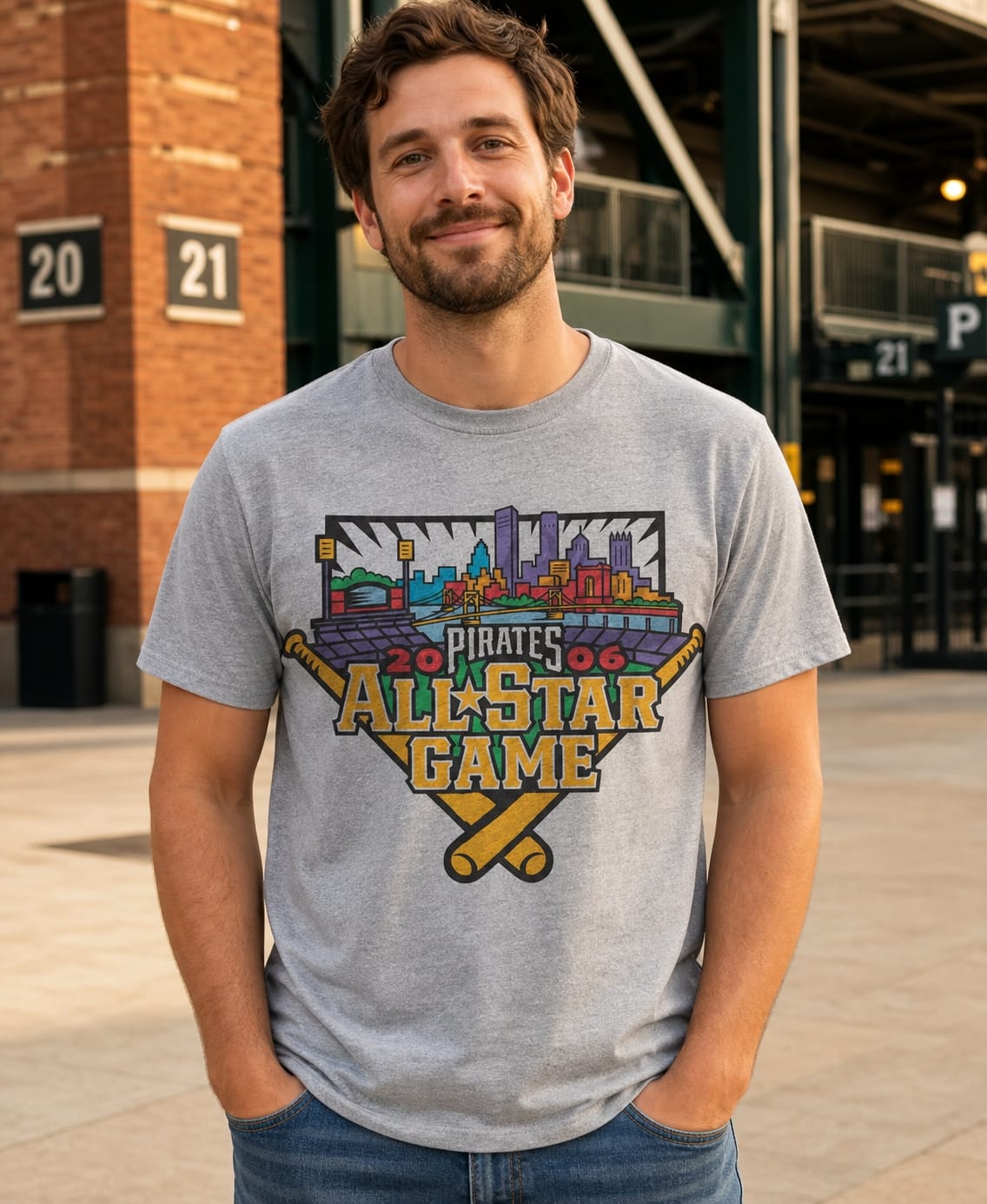 Pittsburgh Pirates Retro All Star Game Baseball Bat 2006 Artwork Shirt