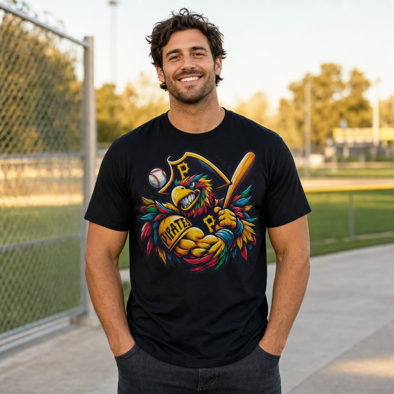 Pittsburgh Pirates Retro Baseball Mascot Mania 1994 Artwork Shirt