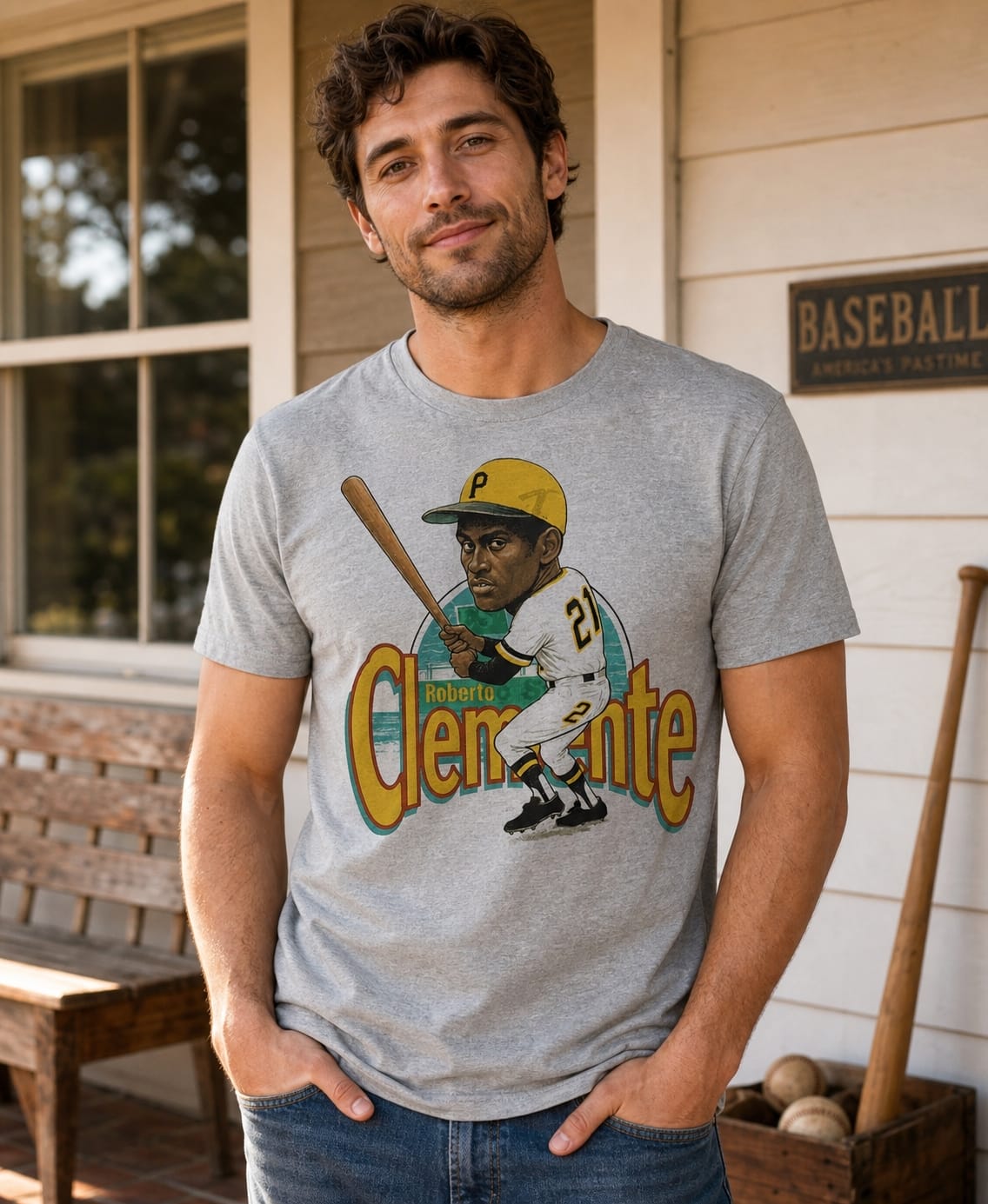 Pittsburgh Pirates Retro Roberto Clemente Baseball 1958 Artwork T-Shirt