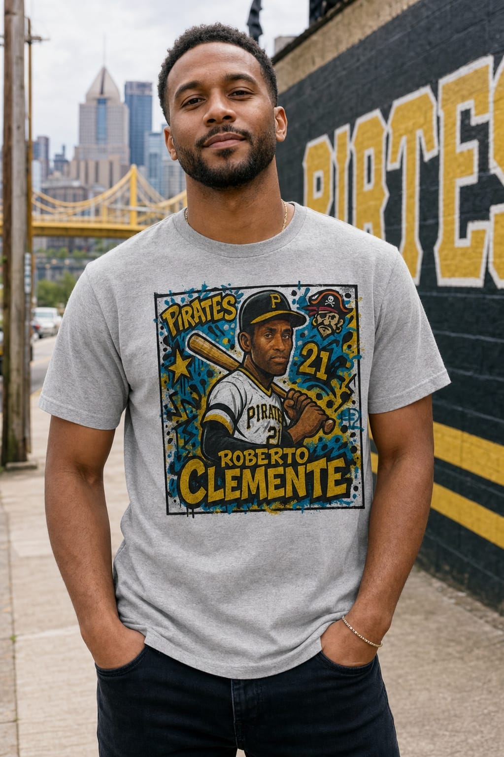 Pittsburgh Pirates Roberto Clemente Exclusive Caricature Baseball Artwork Shirt