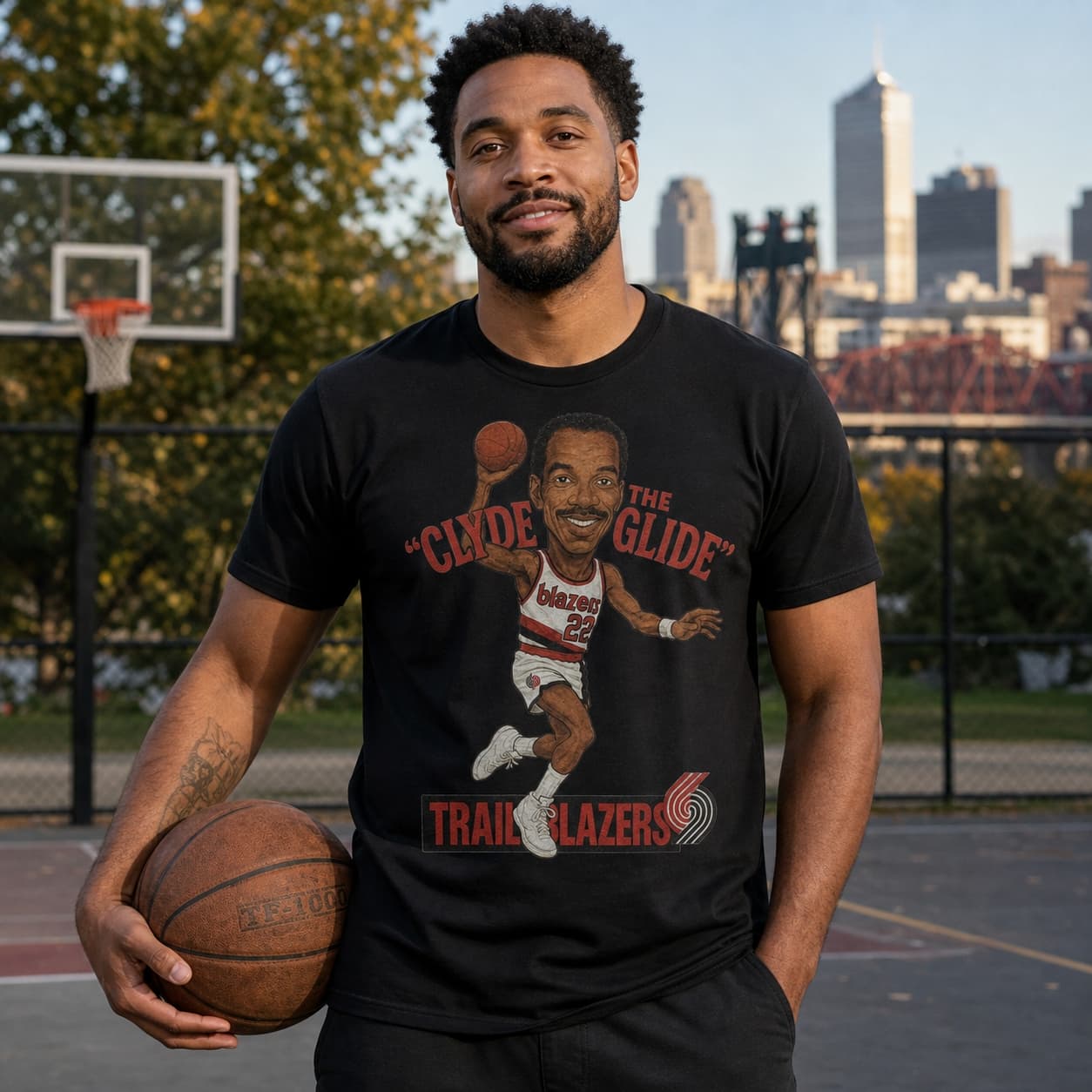 Portland Trailblazers Clyde The Glide Drexler Retro Basketball 1988 Shirt
