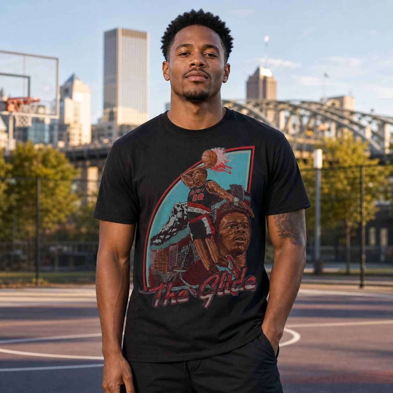 Portland Trailblazers Retro Clyde The Glide Drexler Basketball 1985 Shirt
