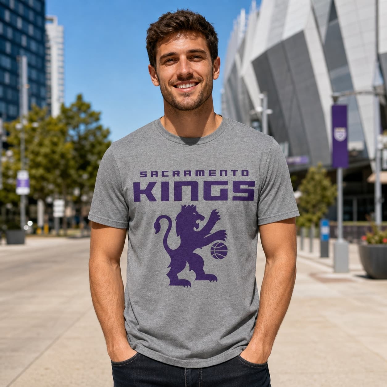Sacramento Kings Retro Basketball Purple Lion Shirt