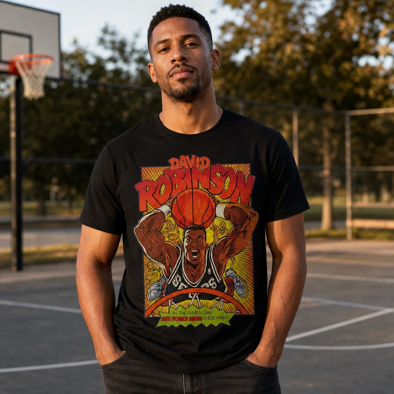 San Antonio Spurs Retro David Robinson Basketball 1989 T-Shirt