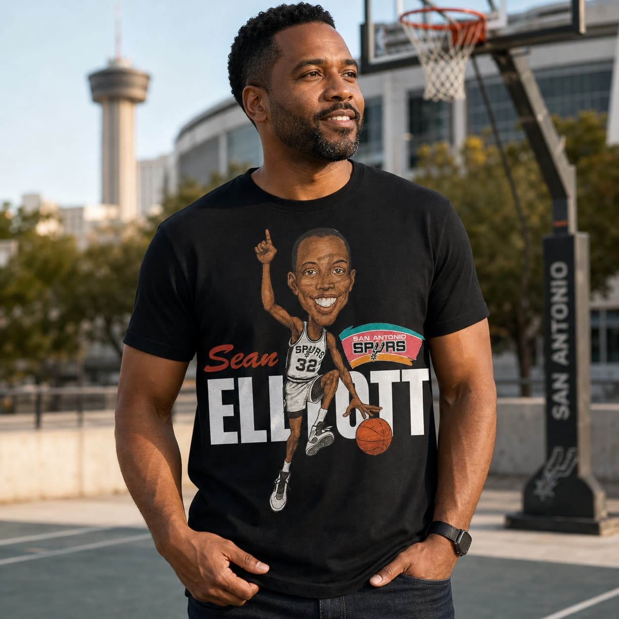 San Antonio Spurs Sean Elliott Exclusive Retro Basketball 1991 Shirt