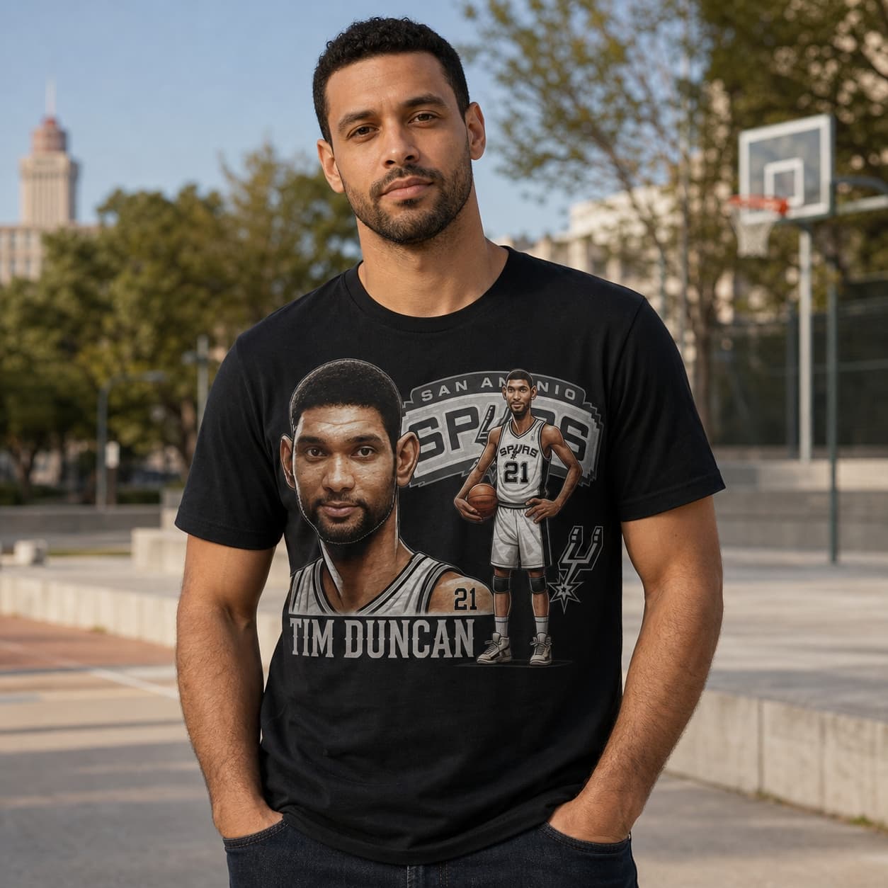 San Antonio Spurs Tim Duncan Exclusive Retro Basketball 1997 Shirt