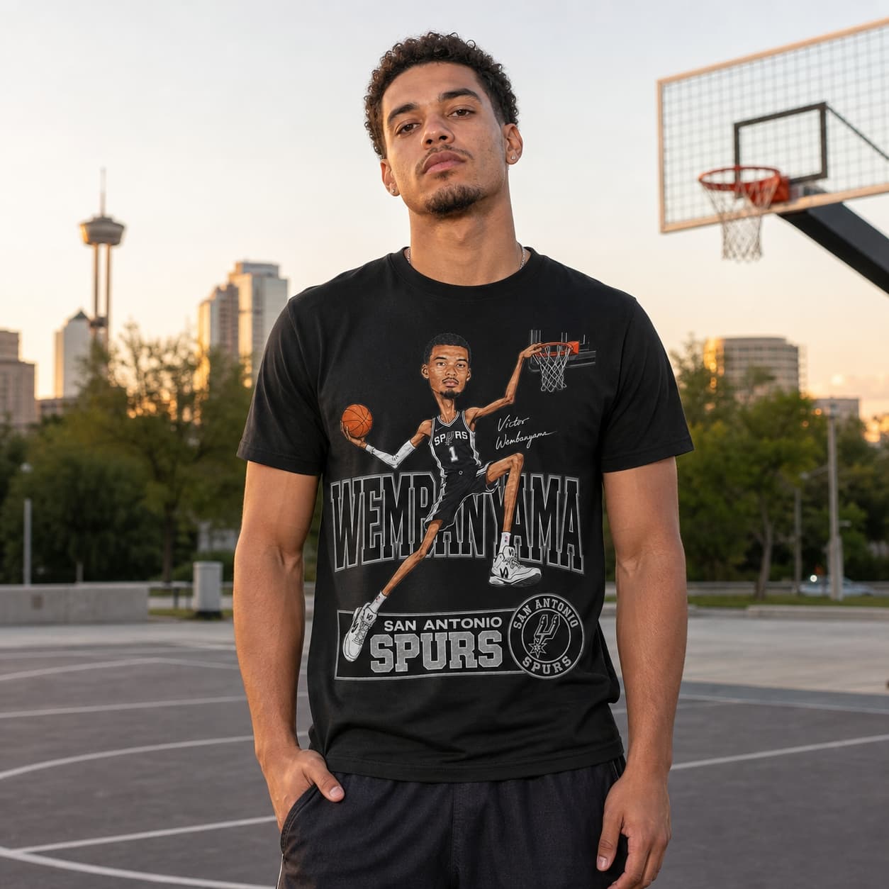 San Antonio Spurs Victor Wembanyama Caricature T-Shirt